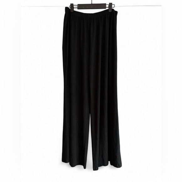 Comfy USA Ajuto Pants XL Black Modal Wide Leg Pull On Made USA - Picture 2 of 5